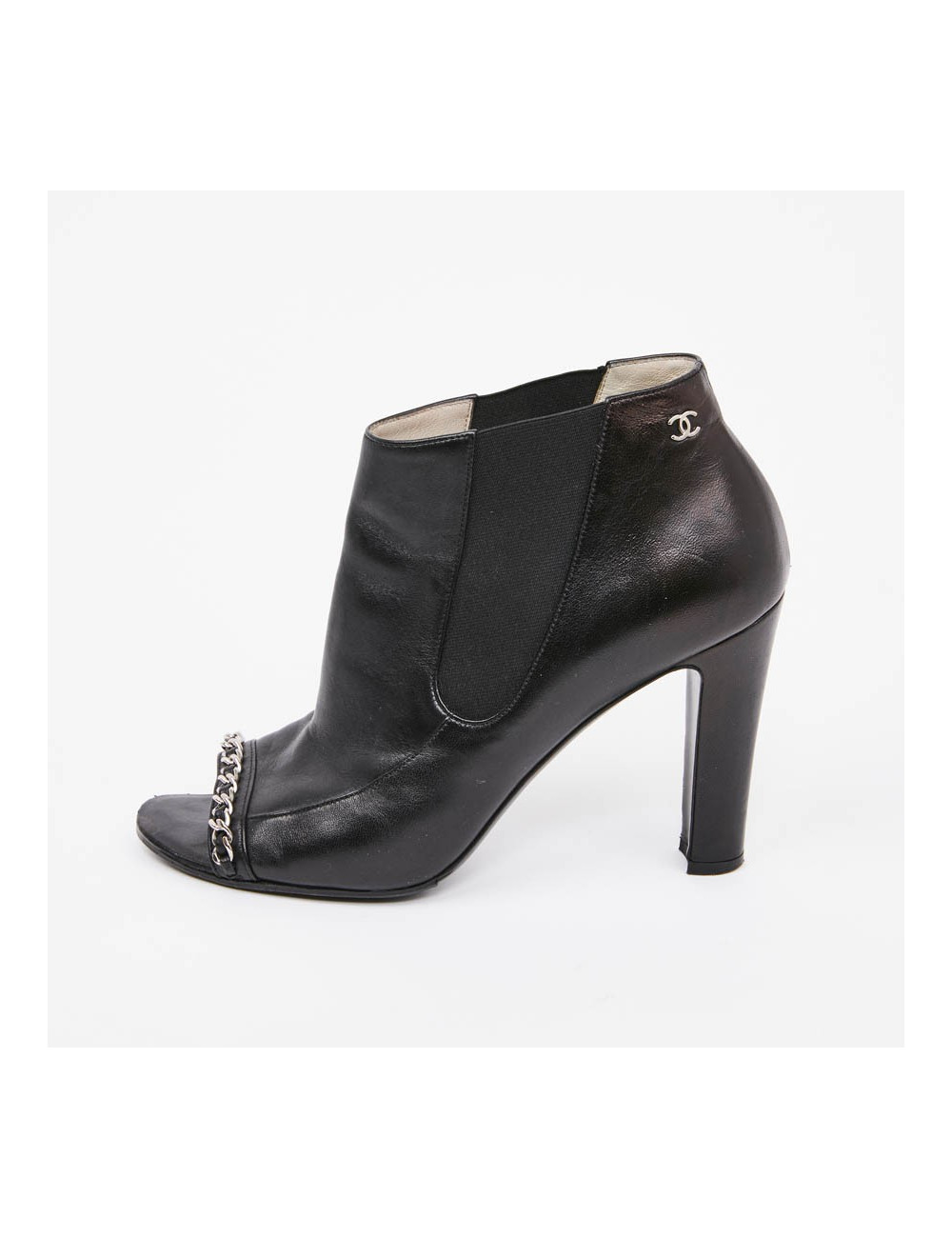 Boots ouvertes CHANEL T 39.5 noires