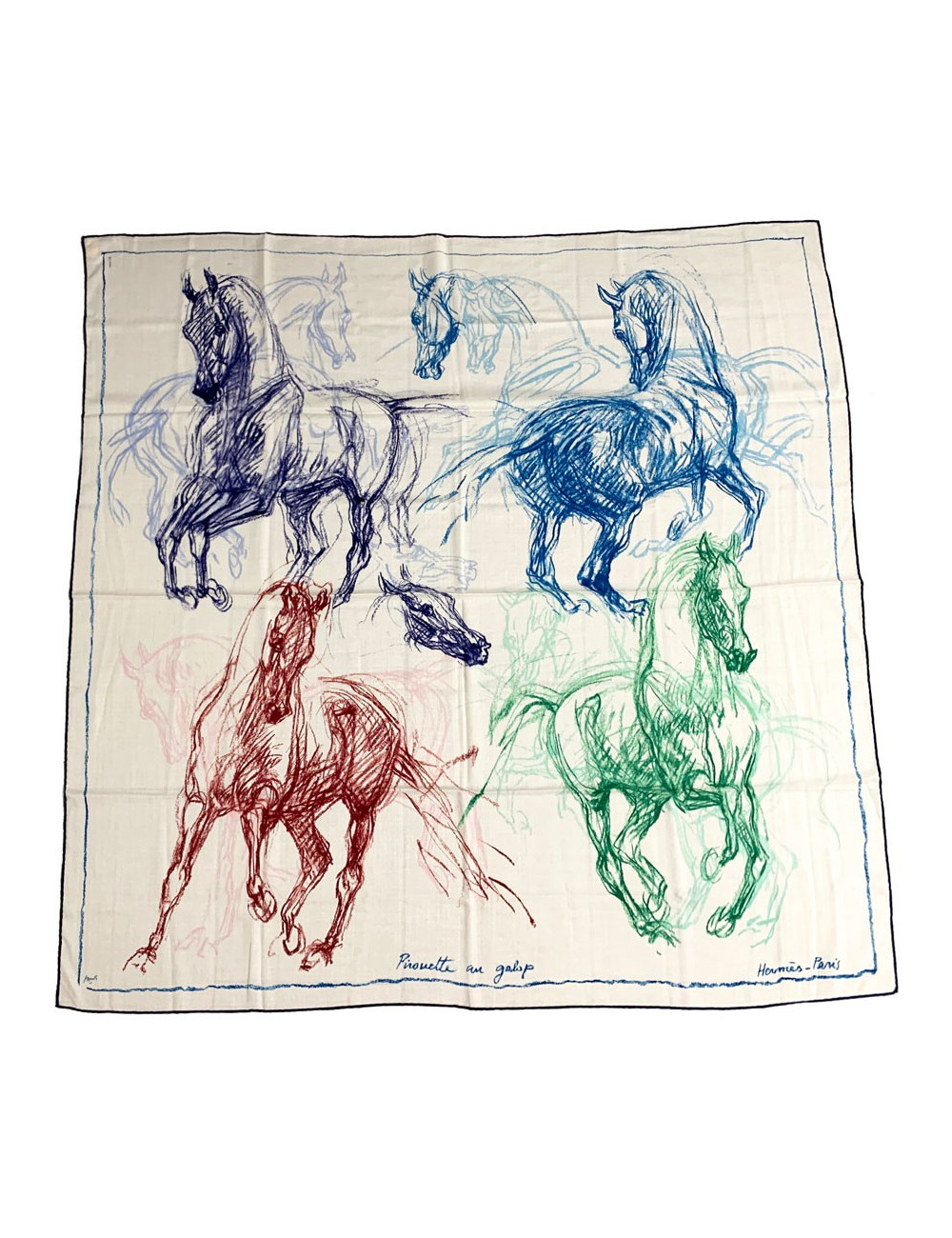 Châle HERMES "Pirouette au galop"