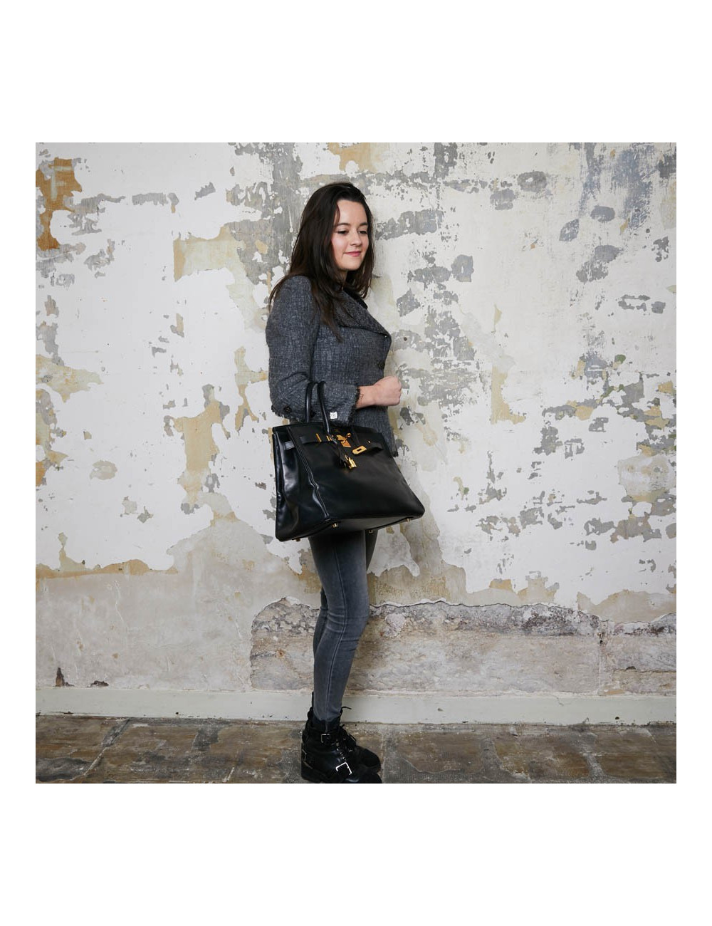 Birkin 35 HERMES noir cuir box