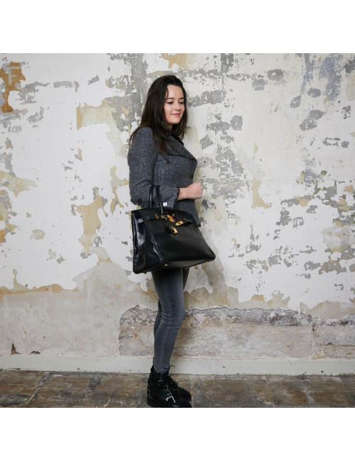 Birkin 35 HERMES noir cuir box