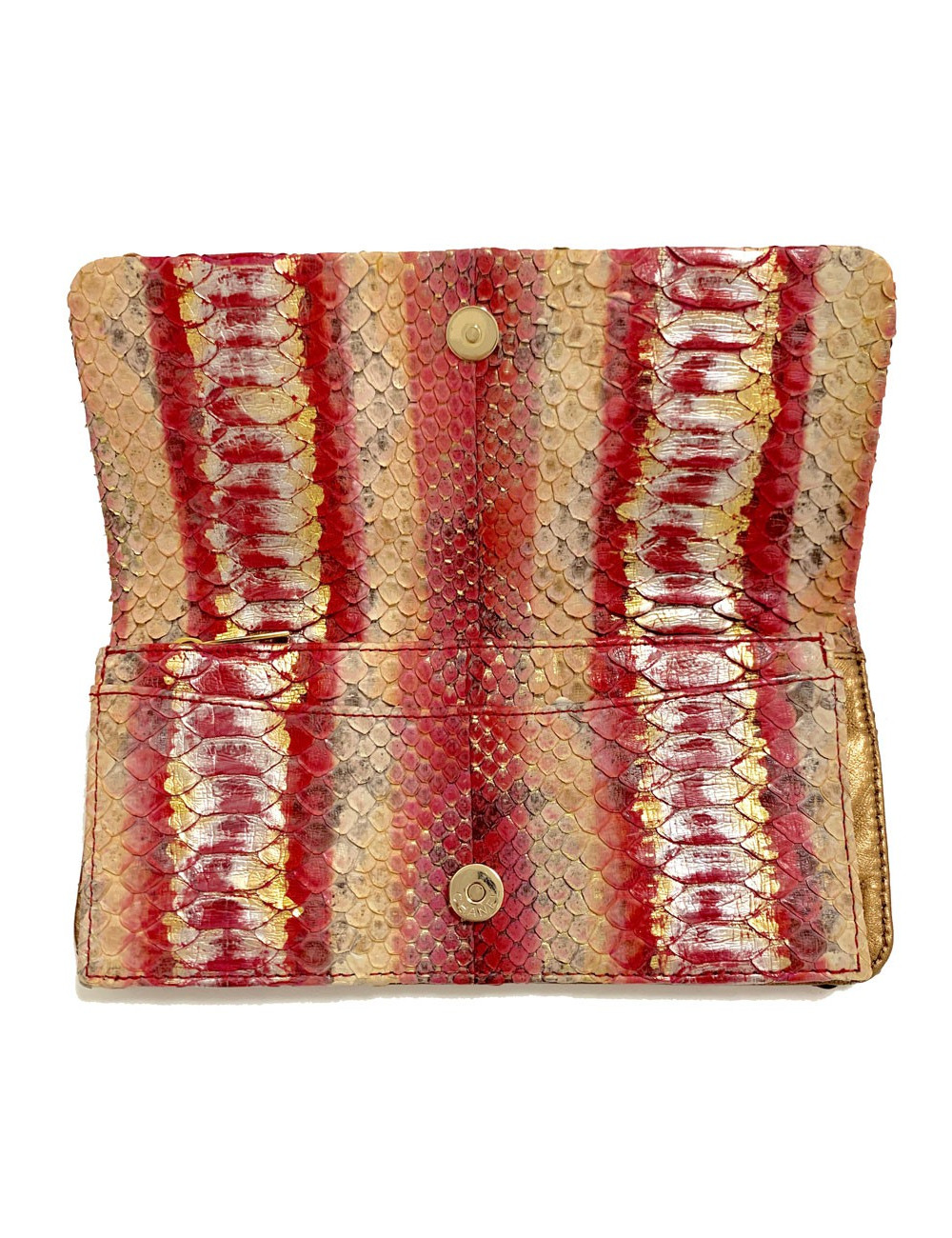 Pochette CHANEL python beige rose rouge