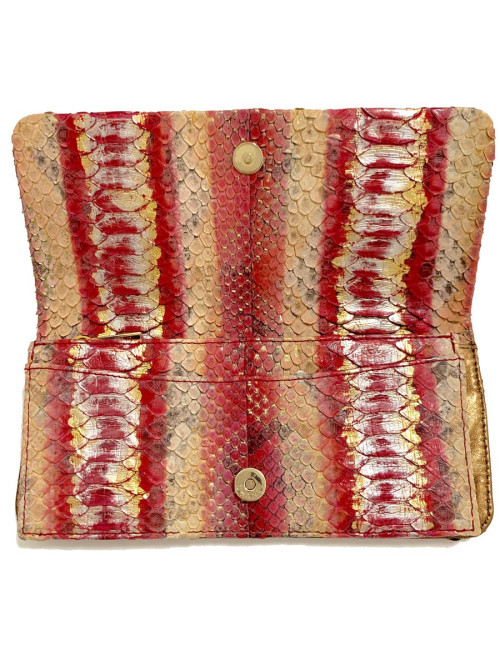 Pochette CHANEL python beige rose rouge