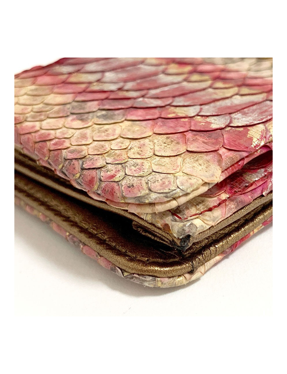 Pochette CHANEL python beige rose rouge