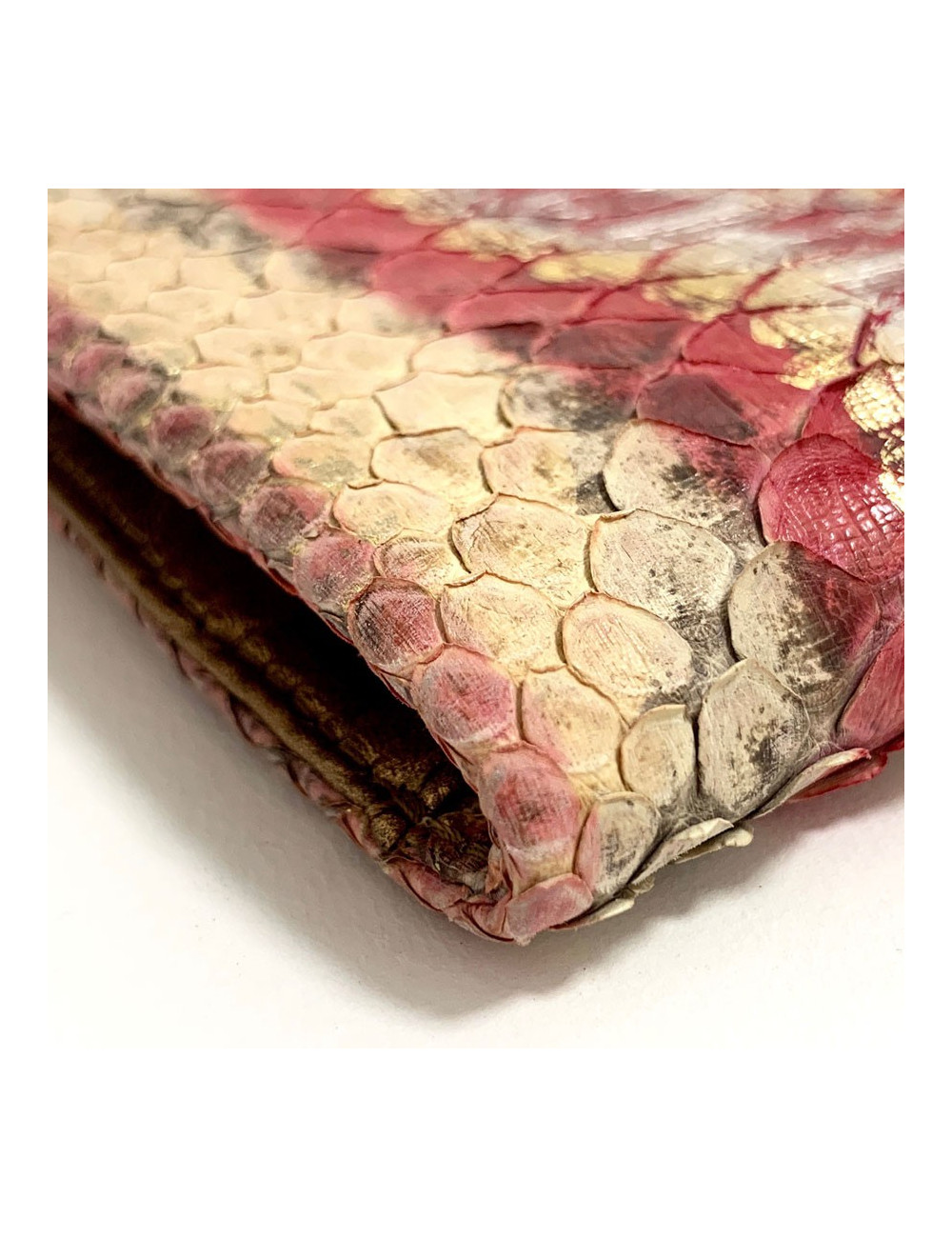 Pochette CHANEL python beige rose rouge