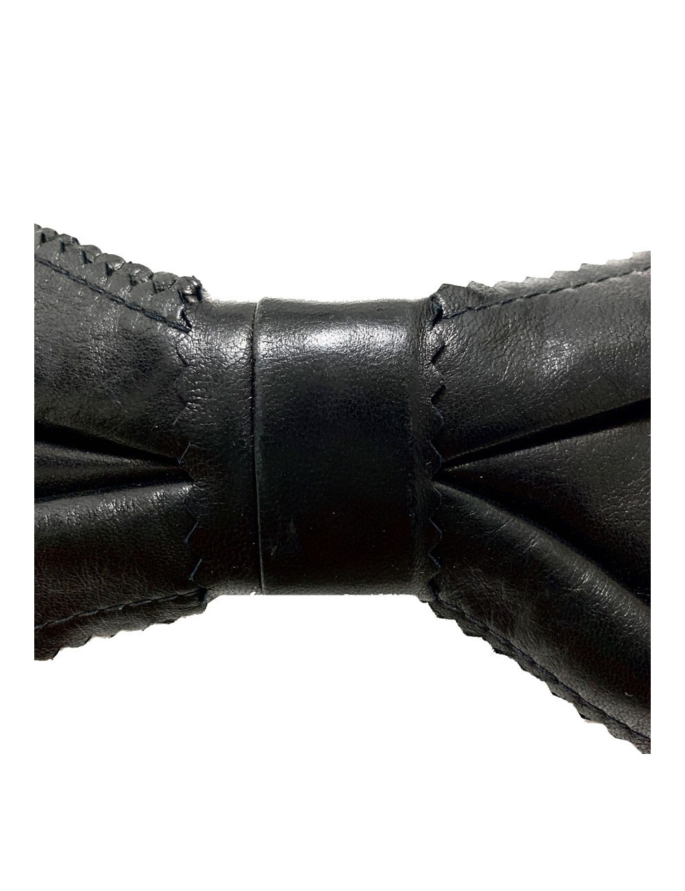 Barette CHANEL noeud cuir noir