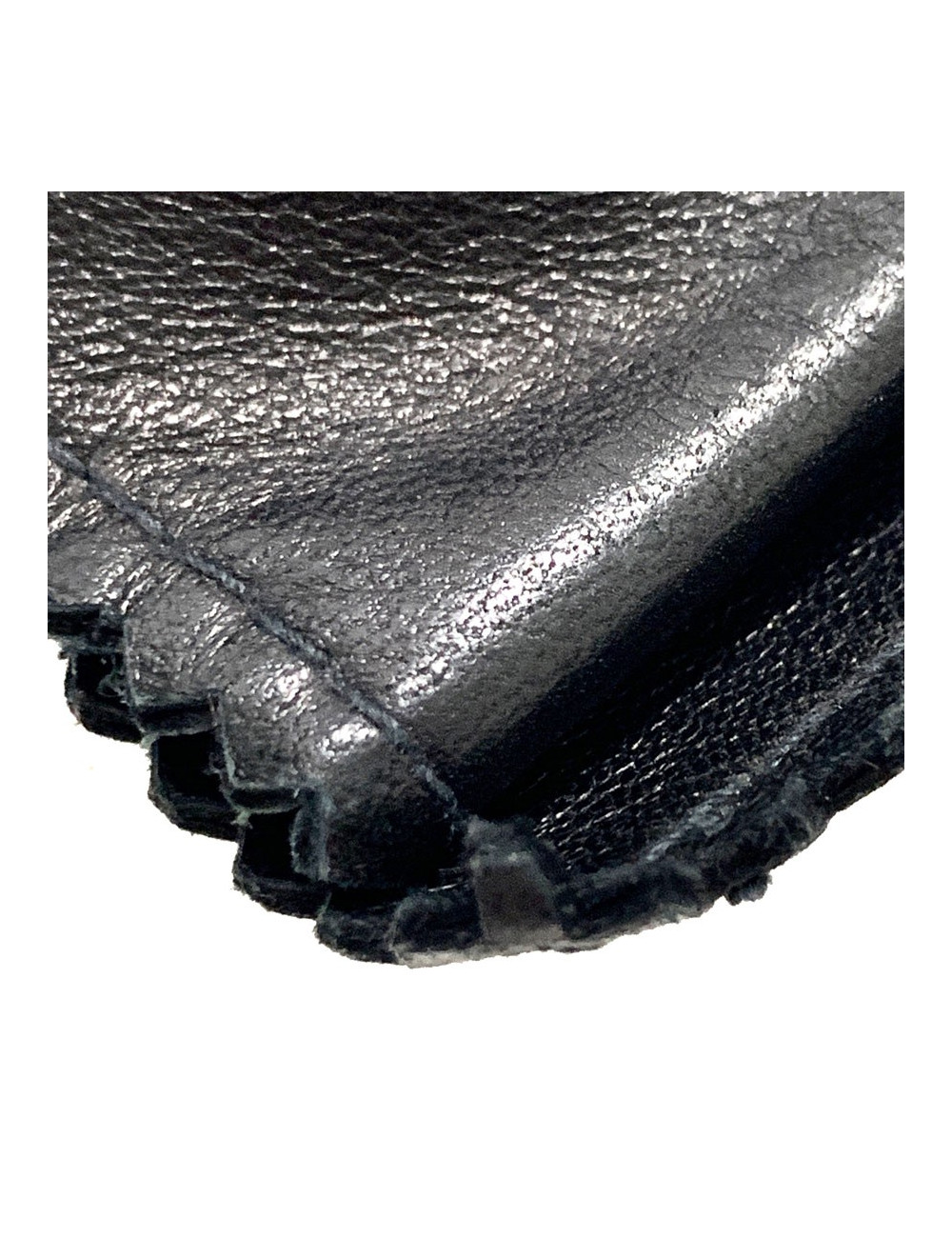 Barette CHANEL noeud cuir noir