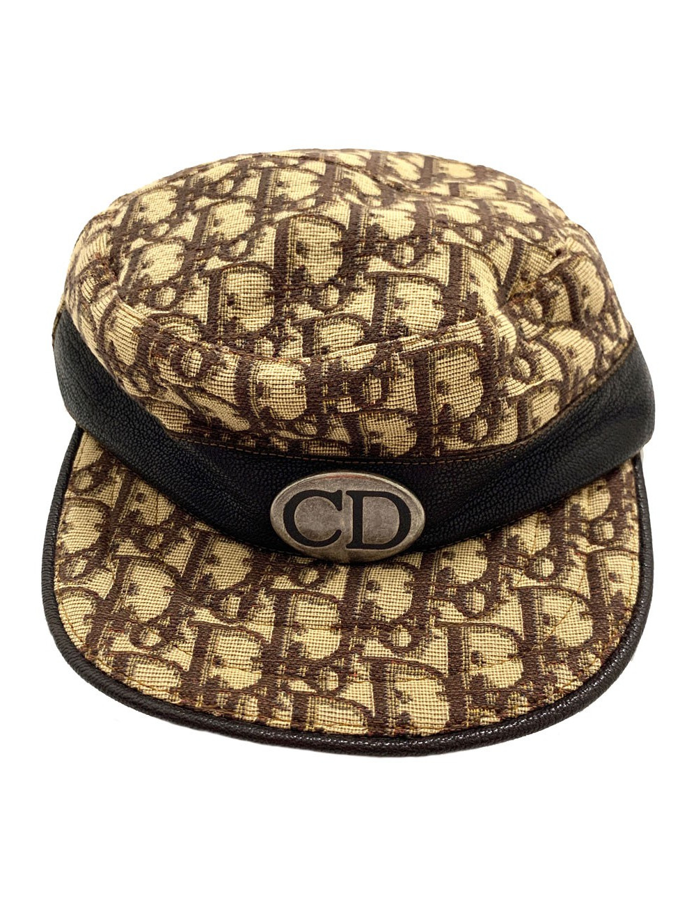 Casquette DIOR toile monogramme et cuir marron