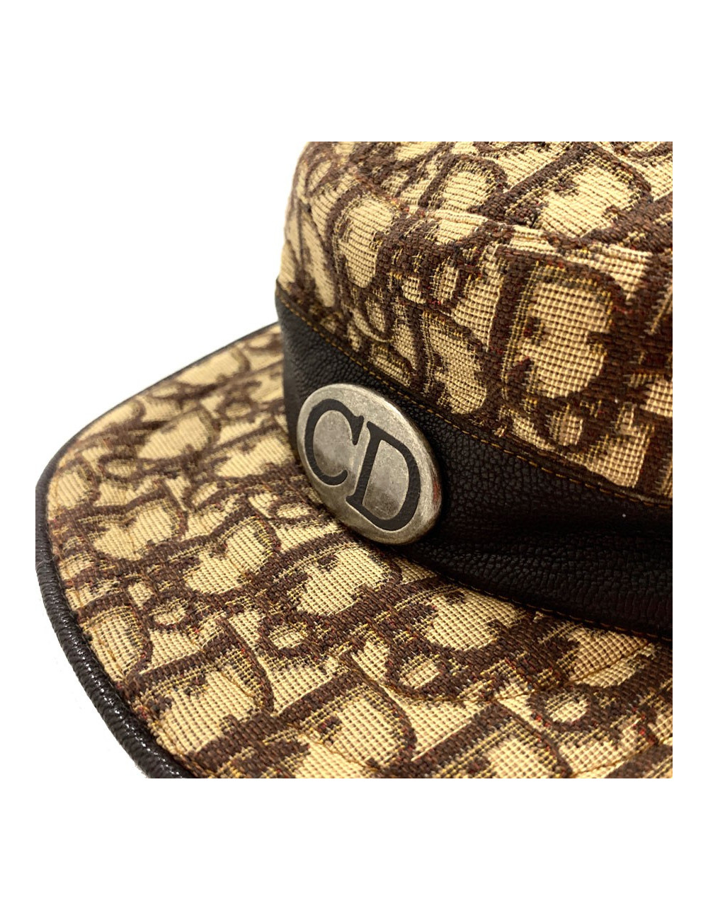 Casquette DIOR toile monogramme et cuir marron