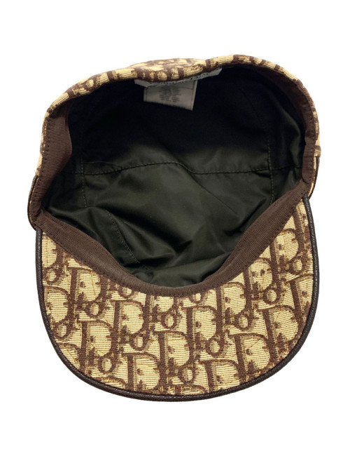 Casquette DIOR toile monogramme et cuir marron