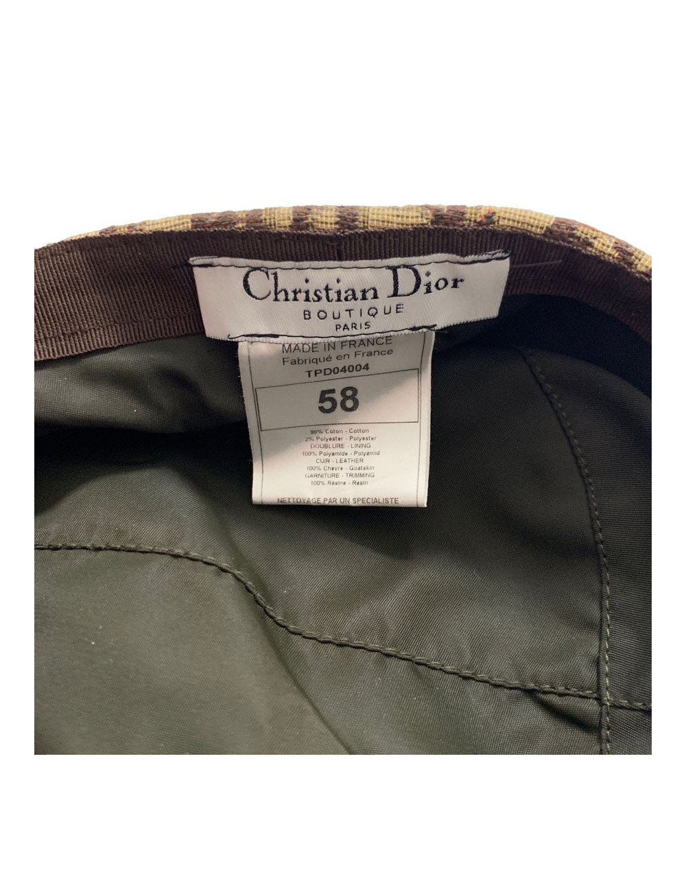 Casquette DIOR toile monogramme et cuir marron