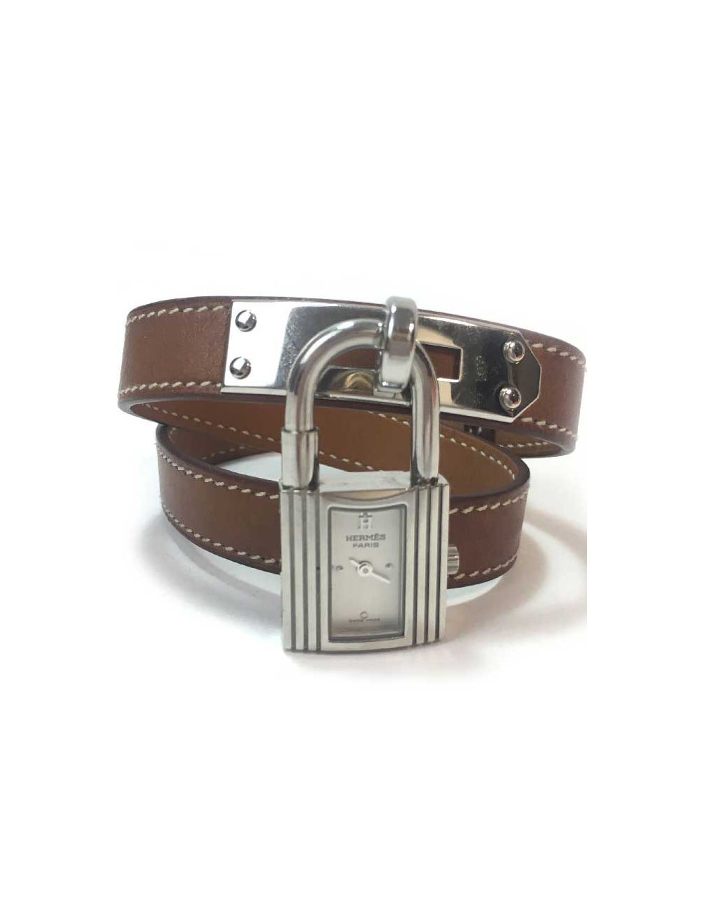 Montre Kelly HERMES bracelet double tour en veau barénia