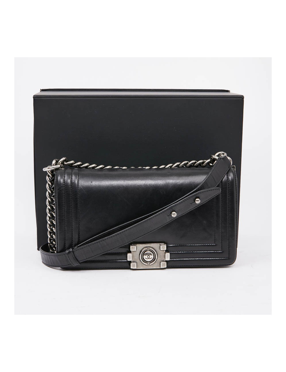 Sac CHANEL Boy cuir noir