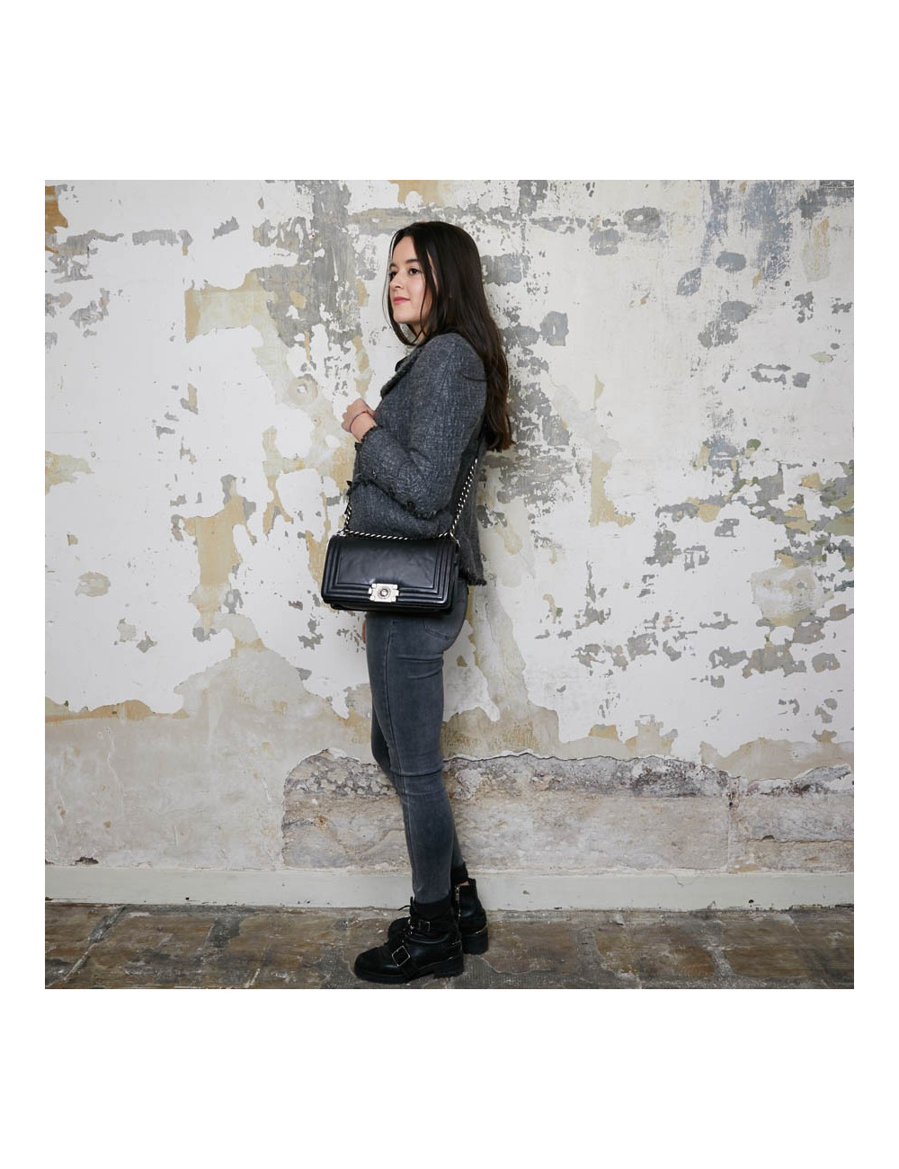 Sac CHANEL Boy cuir noir