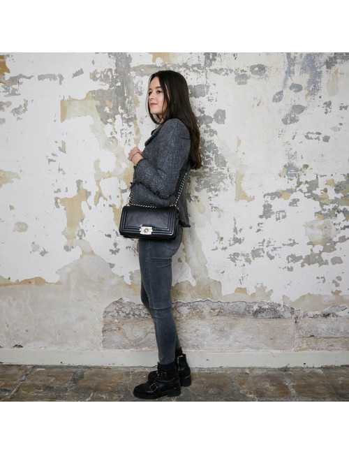 Sac CHANEL Boy cuir noir