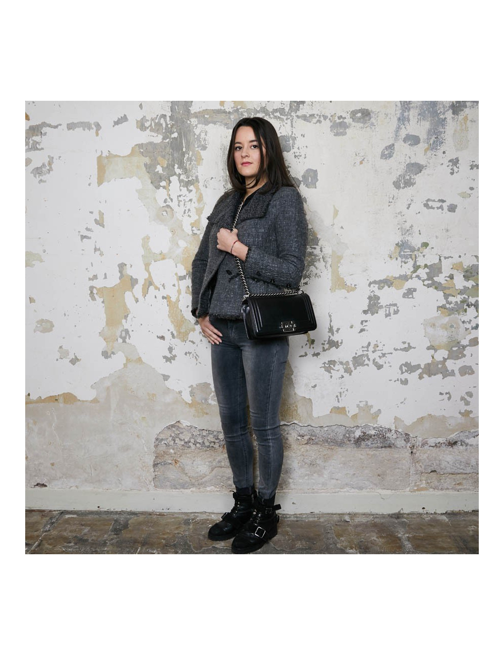 Sac CHANEL Boy cuir noir