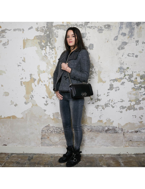 Sac CHANEL Boy cuir noir