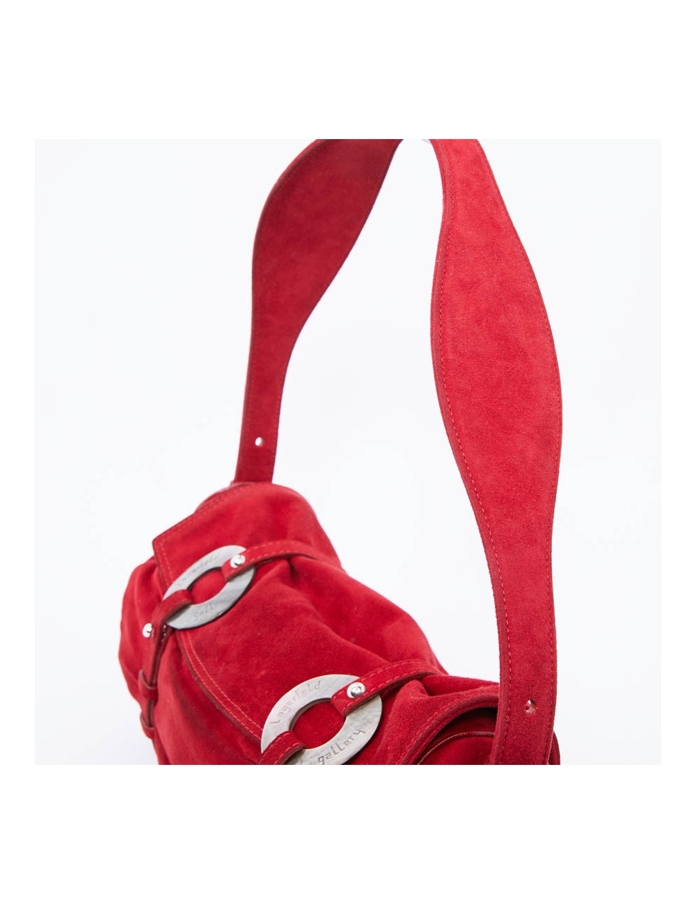 Sac LAGERFELD en veau velours rouge 