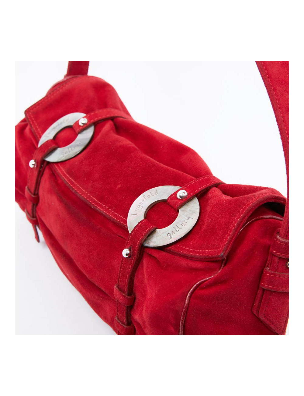 Sac LAGERFELD GALLERY veau velours rouge 