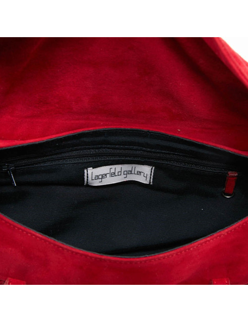 Sac LAGERFELD GALLERY veau velours rouge 