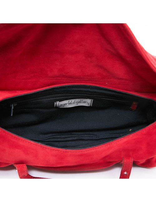 Sac LAGERFELD en veau velours rouge 