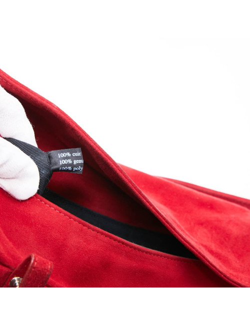 Sac LAGERFELD GALLERY veau velours rouge 