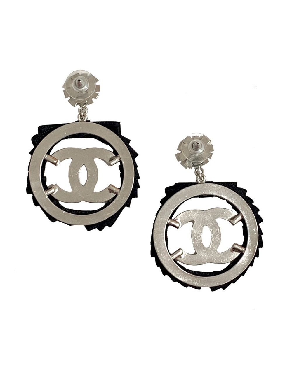 Clous pendants CC CHANEL noirs