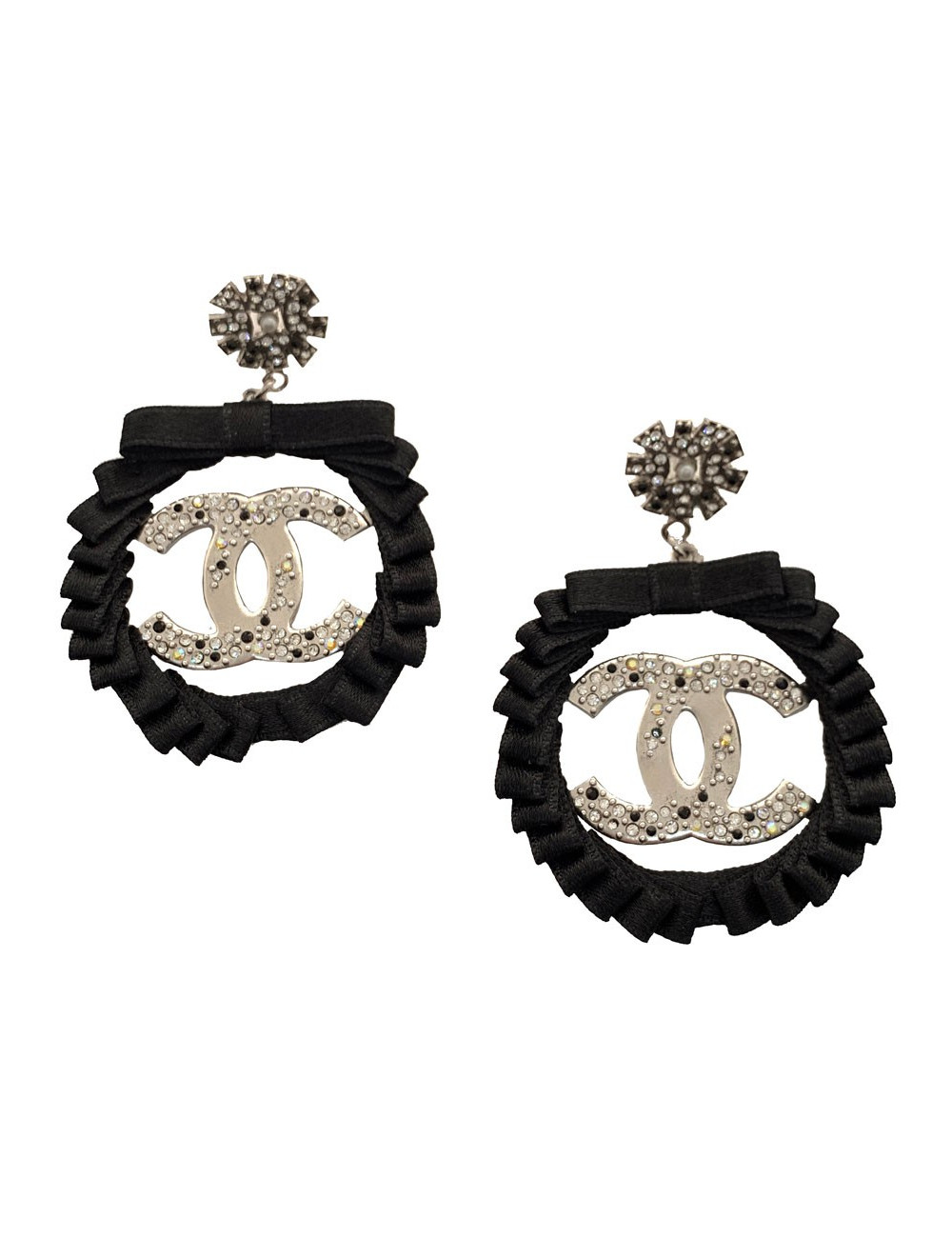 Clous pendants CC CHANEL noirs