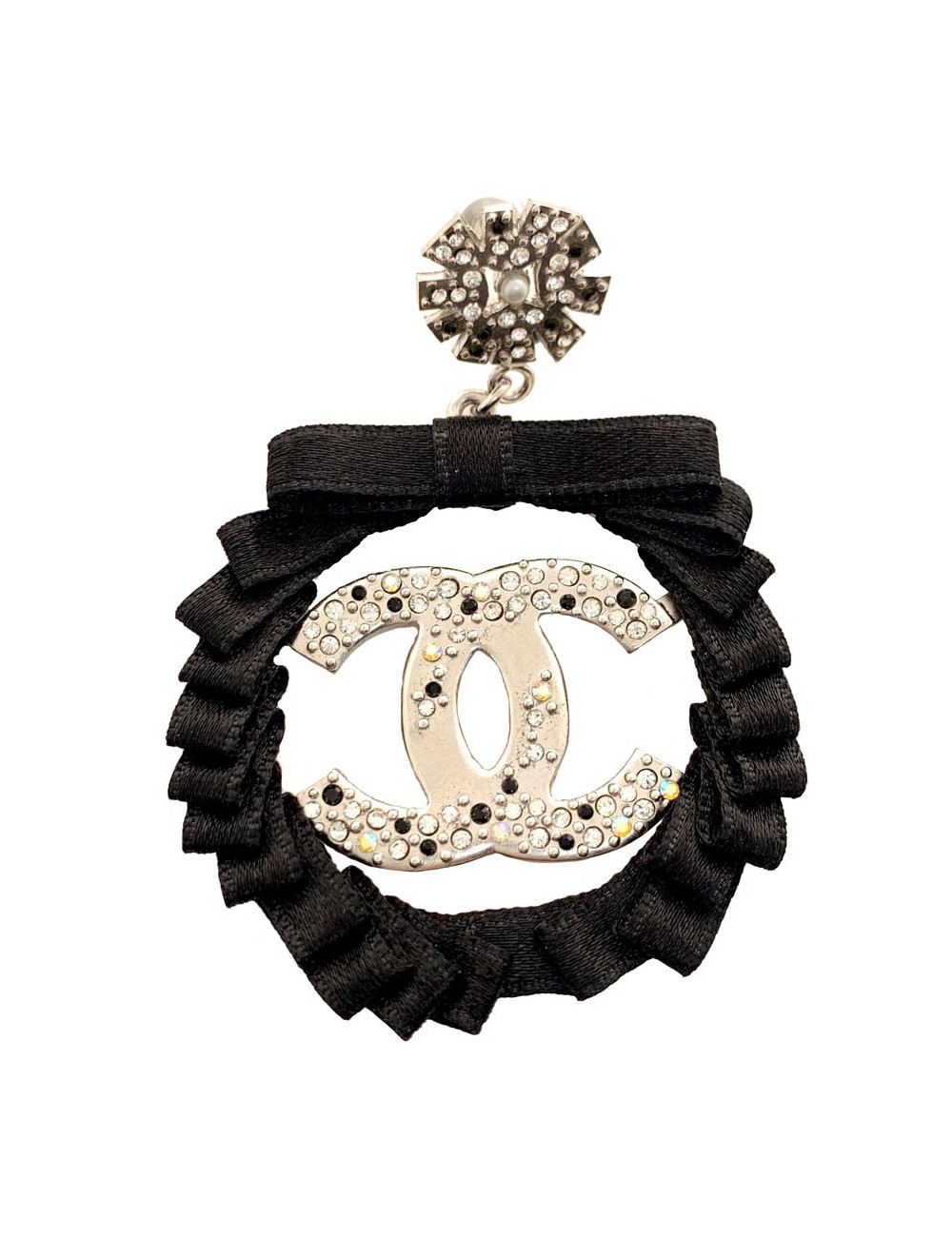 Clous pendants CC CHANEL noirs