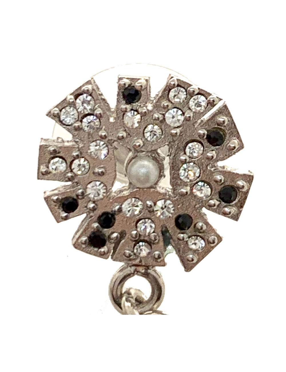 Boucles d'oreille clous CHANEL pendantes ruban noir