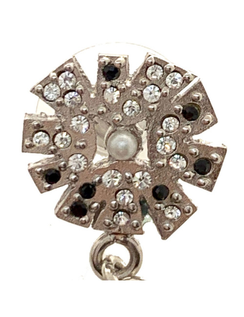 Boucles d'oreille clous CHANEL pendantes ruban noir