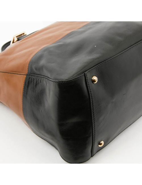Cabas FENDI bicolore en cuir marron et noir 