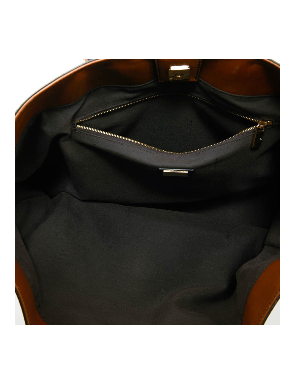 Cabas FENDI bicolore en cuir marron et noir 