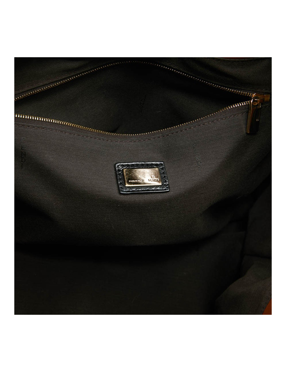 Cabas FENDI bicolore en cuir marron et noir 