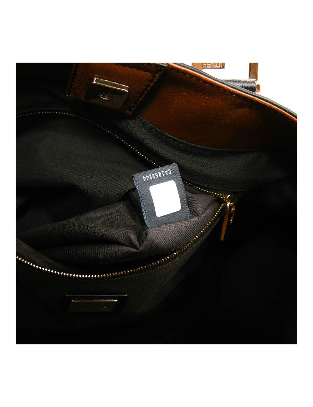 Cabas FENDI bicolore en cuir marron et noir 