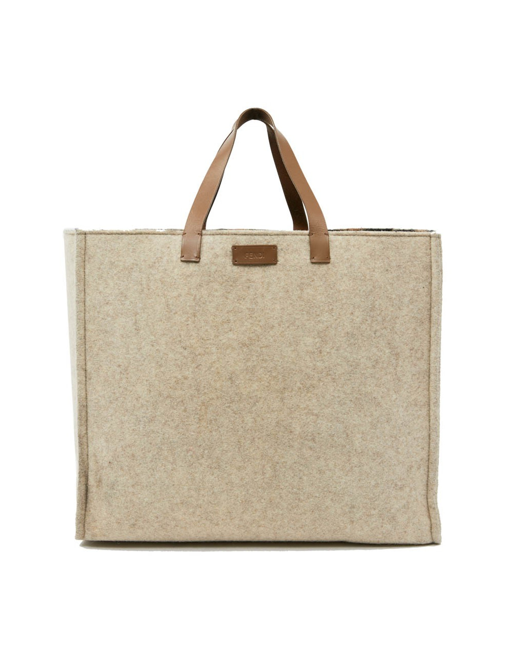 Grand cabas FENDI en laine bouillie beige GM
