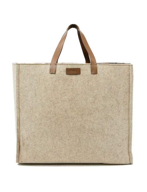Grand cabas FENDI en laine bouillie beige GM