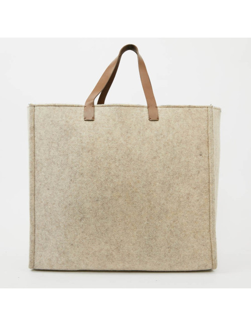Grand cabas FENDI en laine bouillie beige GM
