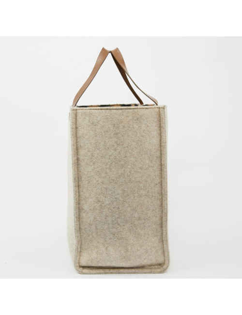 Grand cabas FENDI en laine bouillie beige GM