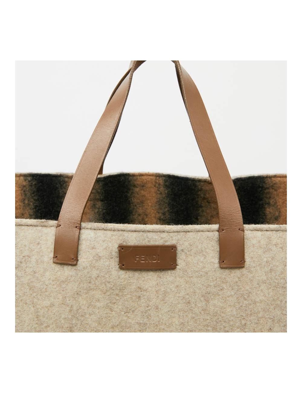 Grand cabas FENDI en laine bouillie beige GM