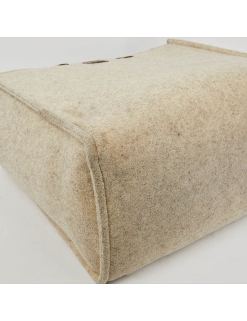 Grand cabas FENDI en laine bouillie beige GM