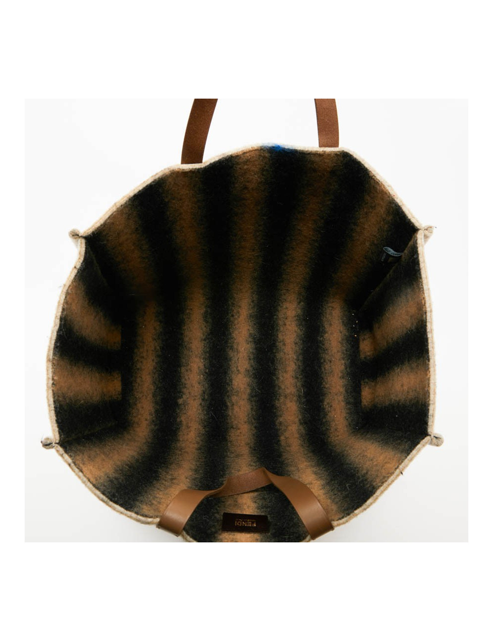 Grand cabas FENDI en laine bouillie beige GM