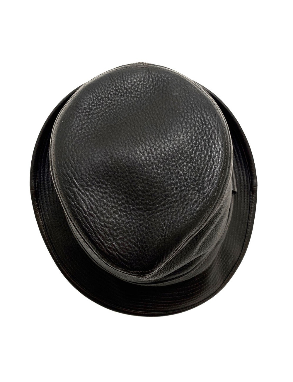Chapeau HERMES en cuir marron foncé