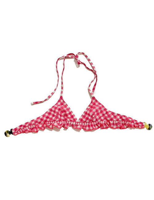 Maillot de bain CHANEL bikini vichy rose et blanc