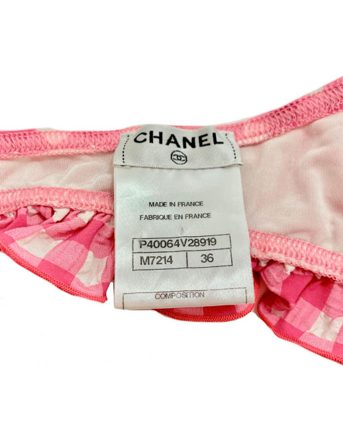 Maillot de bain CHANEL bikini vichy rose et blanc
