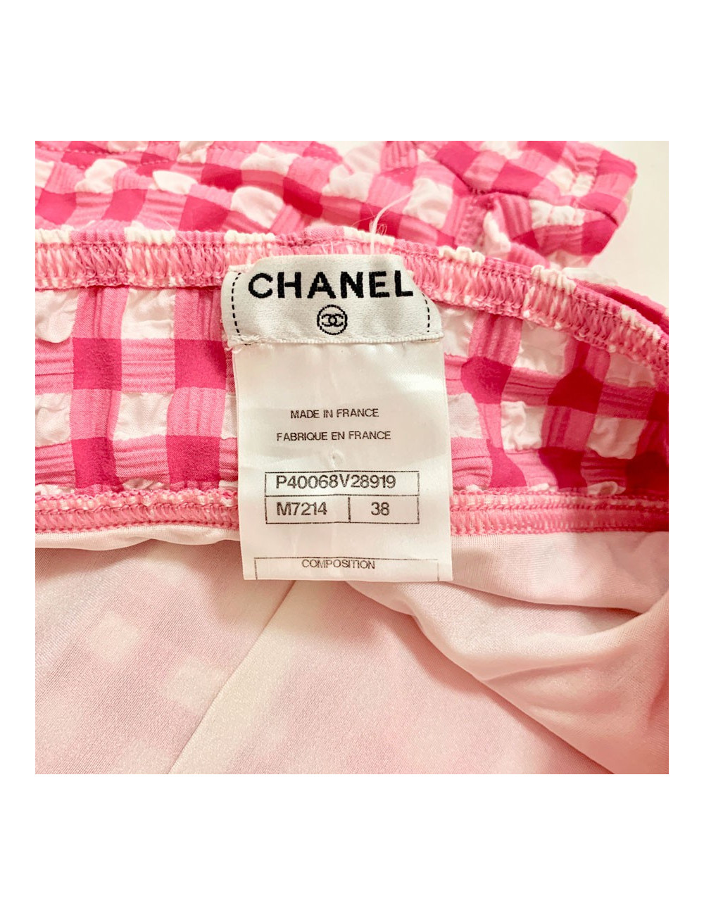 Maillot de bain CHANEL bikini vichy rose et blanc