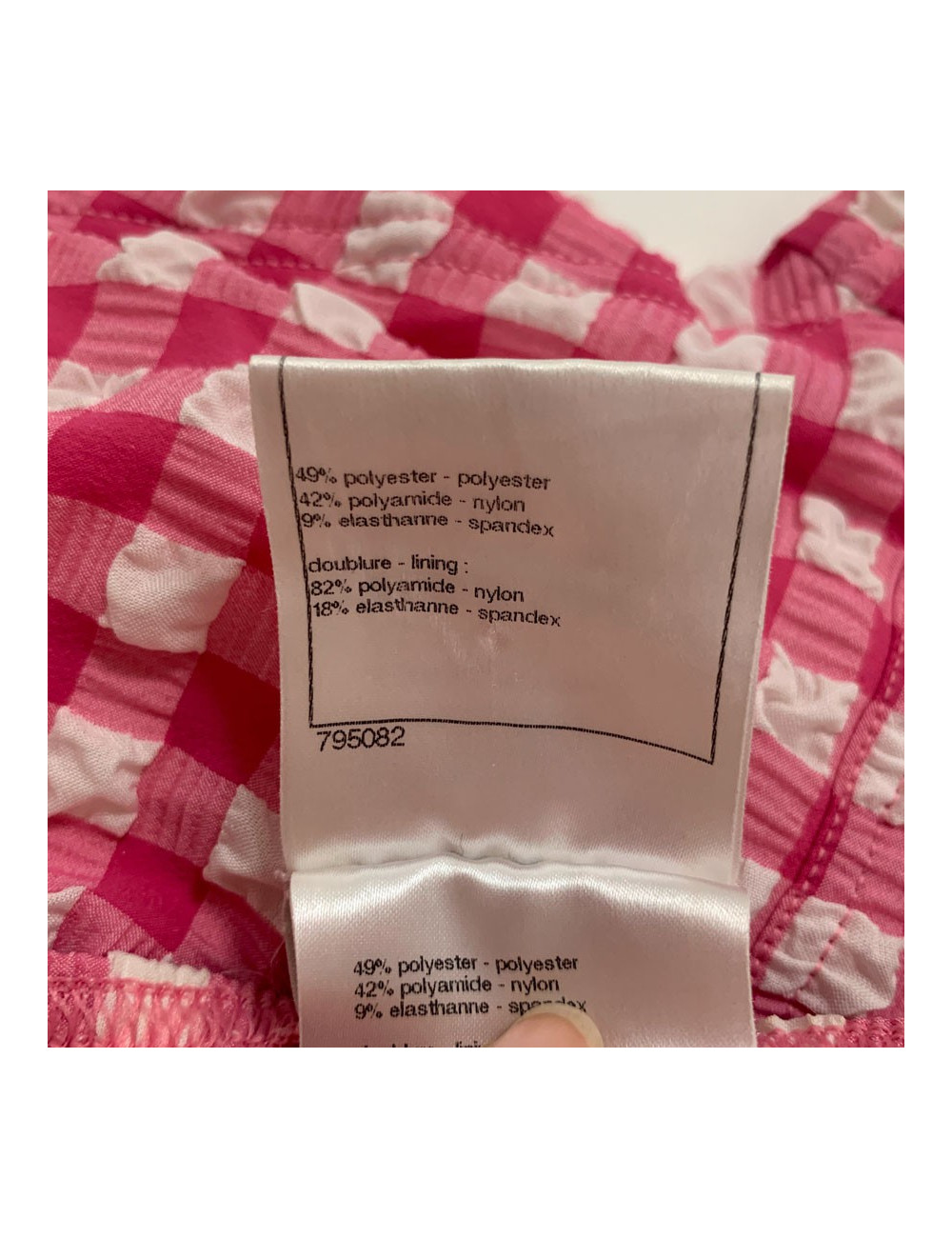 Maillot de bain CHANEL bikini vichy rose et blanc