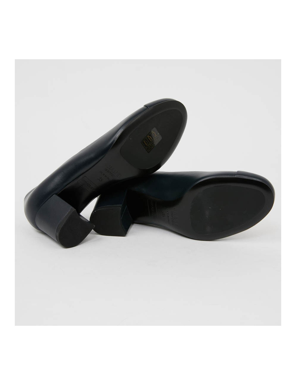 Escarpins T35 CHANEL cuir bleu