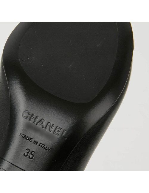 Escarpins T35 CHANEL cuir bleu