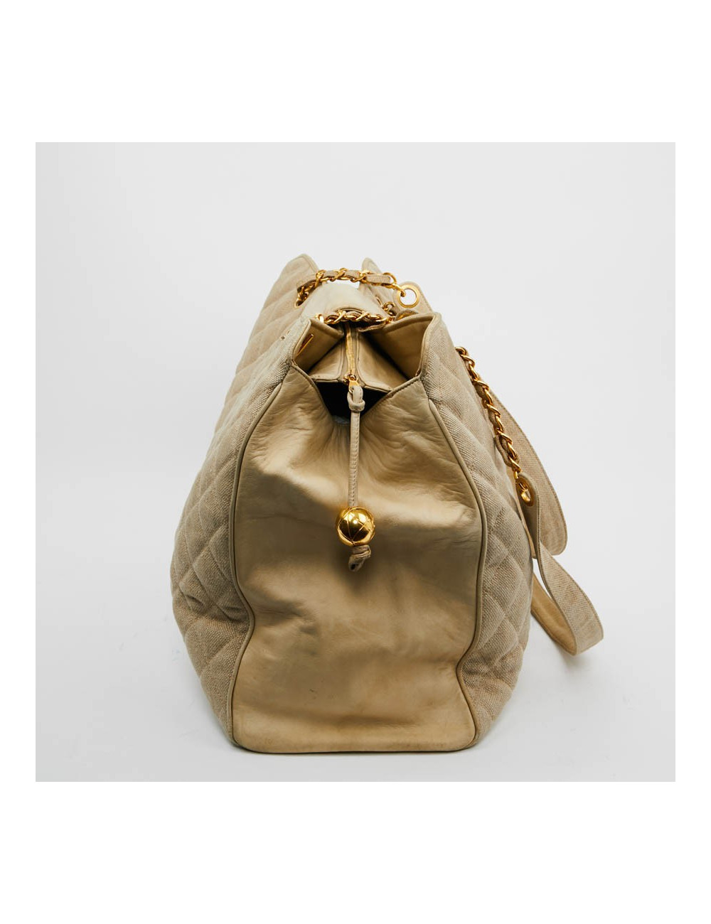 Cabas CHANEL en toile écrue Vintage GM