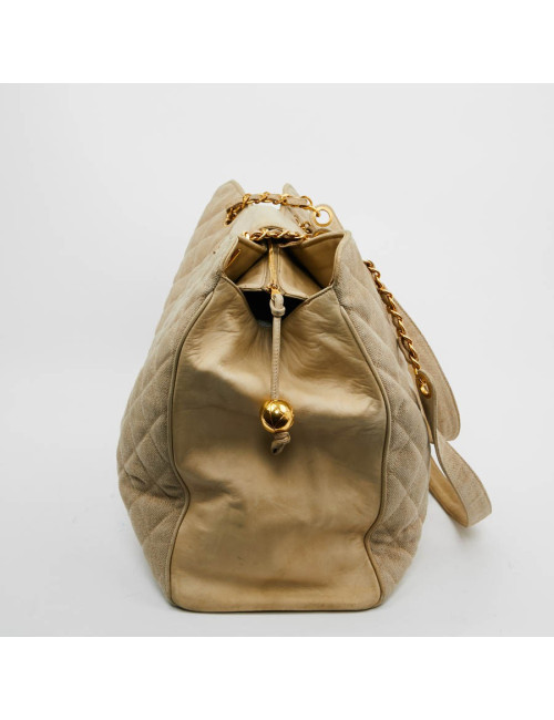 Cabas CHANEL en toile écrue Vintage GM